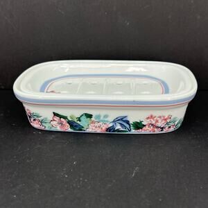 Vintage Laura Ashley ceramic soap dish in the Ashbourne pattern